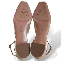 Sapato Aquazzura Tela Bege com Salto Bloco-38