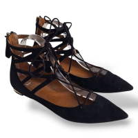 Sapatilha Aquazzura Belgravia Preto Camurça-39