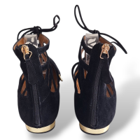 Sapatilha Aquazzura Belgravia Preto Camurça-39