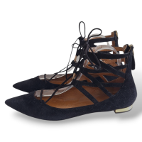 Sapatilha Aquazzura Belgravia Preto Camurça-39