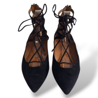 Sapatilha Aquazzura Belgravia Preto Camurça-39