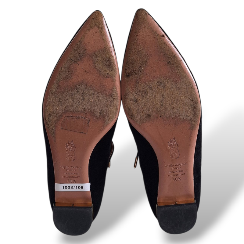 Sapatilha Aquazzura Belgravia Preto Camurça-39