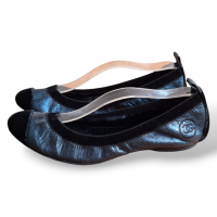 Sapatilha Chanel Azul C/ Preto Veludo -39