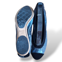 Sapatilha Chanel Azul C/ Preto Veludo -39