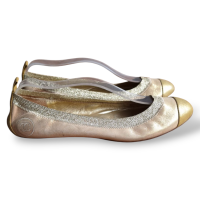 Sapatilha Chanel Couro Dourada