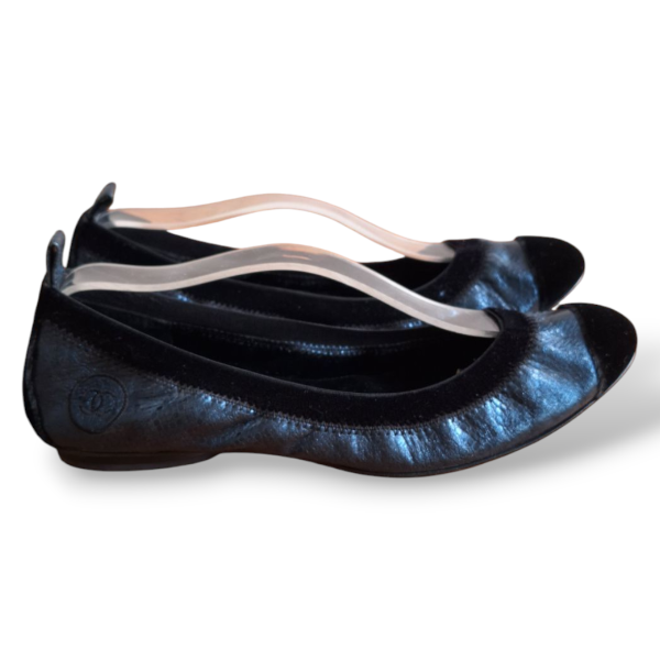 Sapatilha Chanel Azul C/ Preto Veludo -39