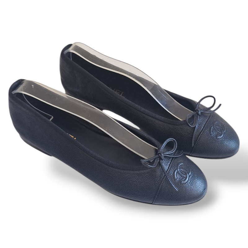 Sapatilha Chanel Couro Preto-38 Sapatilha Chanel Couro Preto-38