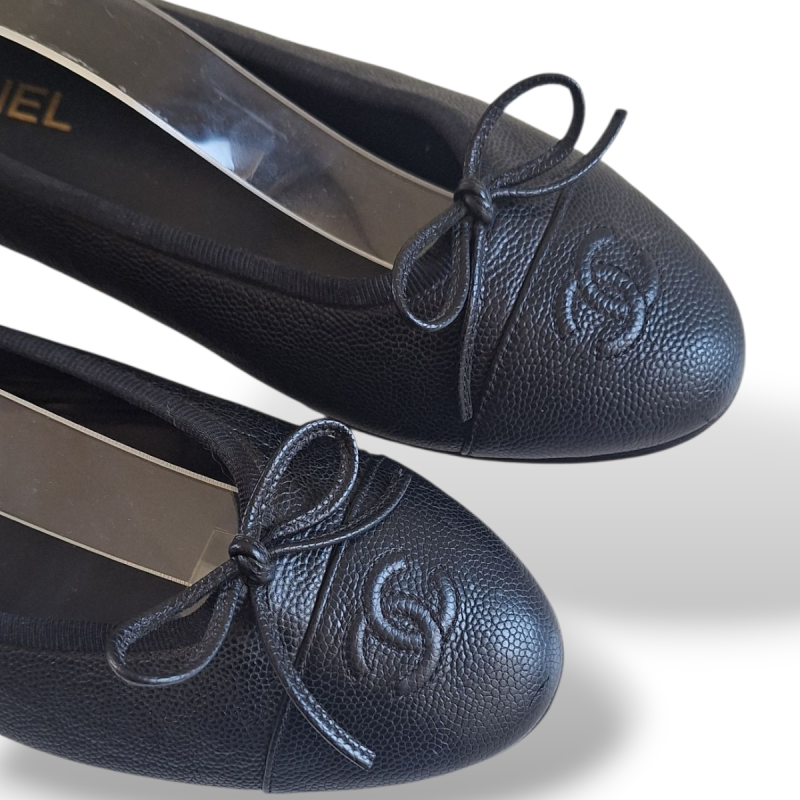 Sapatilha Chanel Couro Preto-38 Sapatilha Chanel Couro Preto-38