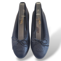 Sapatilha Chanel Couro Preto-38 Sapatilha Chanel Couro Preto-38