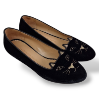 Sapatilha Charlotte Olympia Preta em Veludo - 37