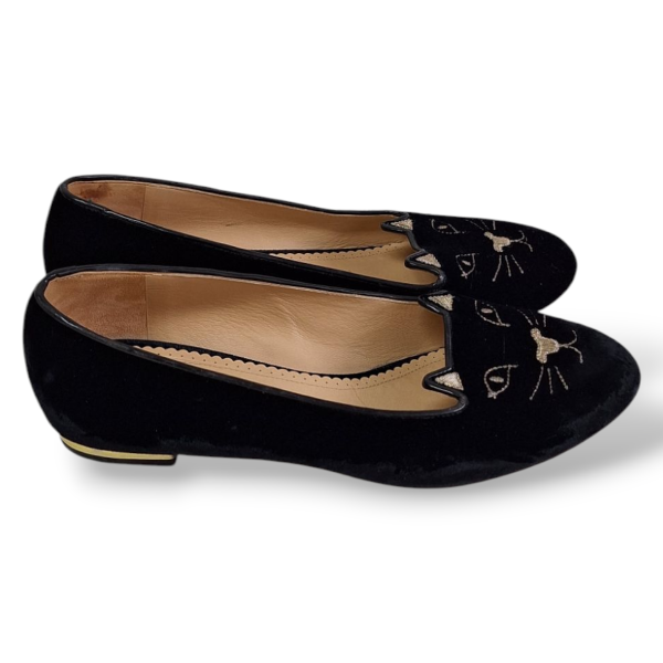 Sapatilha Charlotte Olympia Preta em Veludo - 37