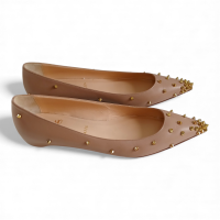 Sapatilha Christian Louboutin Bege com Spikes Dourados-40