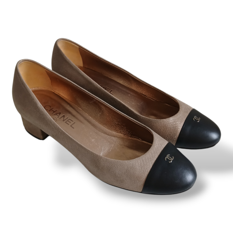 Sapato Chanel Cap Toe Salto Bloco-38