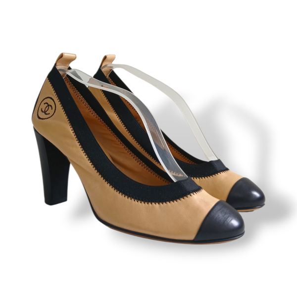 Scarpin Chanel CC Elastic Bicolor - 36/37