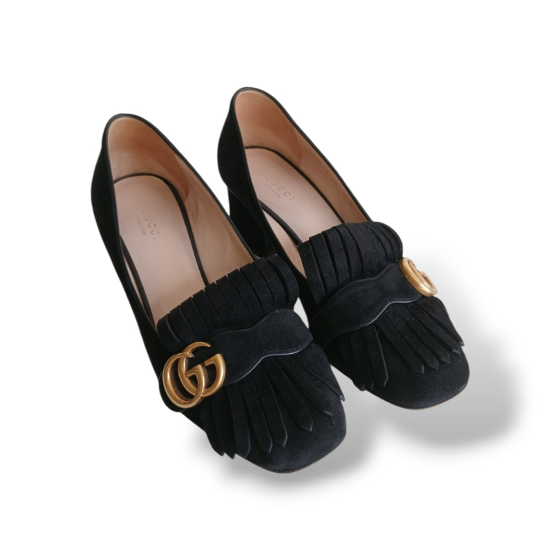 Scarpin Gucci Marmont Suede Preto - 38