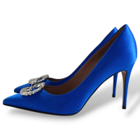 Scarpin Gucci em Tecido Azul Royal com Fivela de Pedras-36