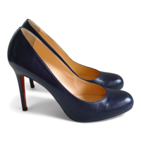 Scarpin Christian Louboutin Azul Marinho Bico Redondo-38