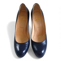 Scarpin Christian Louboutin Azul Marinho Bico Redondo-38