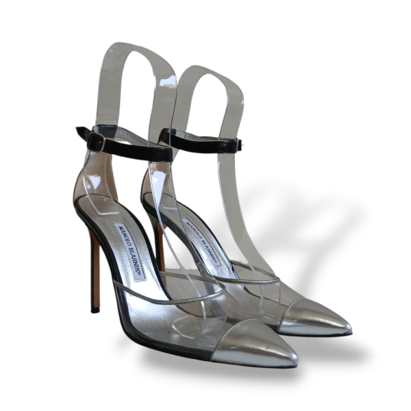 Scarpin Slingback Manolo Blahnik Vinil Bicolor - 37 