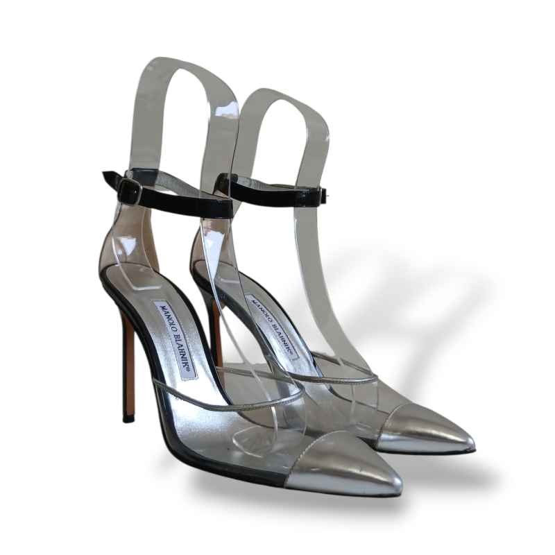 Scarpin Slingback Manolo Blahnik Vinil Bicolor - 37 