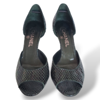 Peep Toe Chanel Python Verde - 35