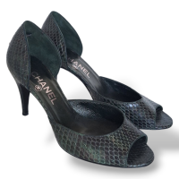Peep Toe Chanel Python Verde - 35