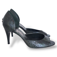 Peep Toe Chanel Python Verde - 35