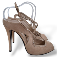 Peep Toe Fendi em Suede com Apliques - 39