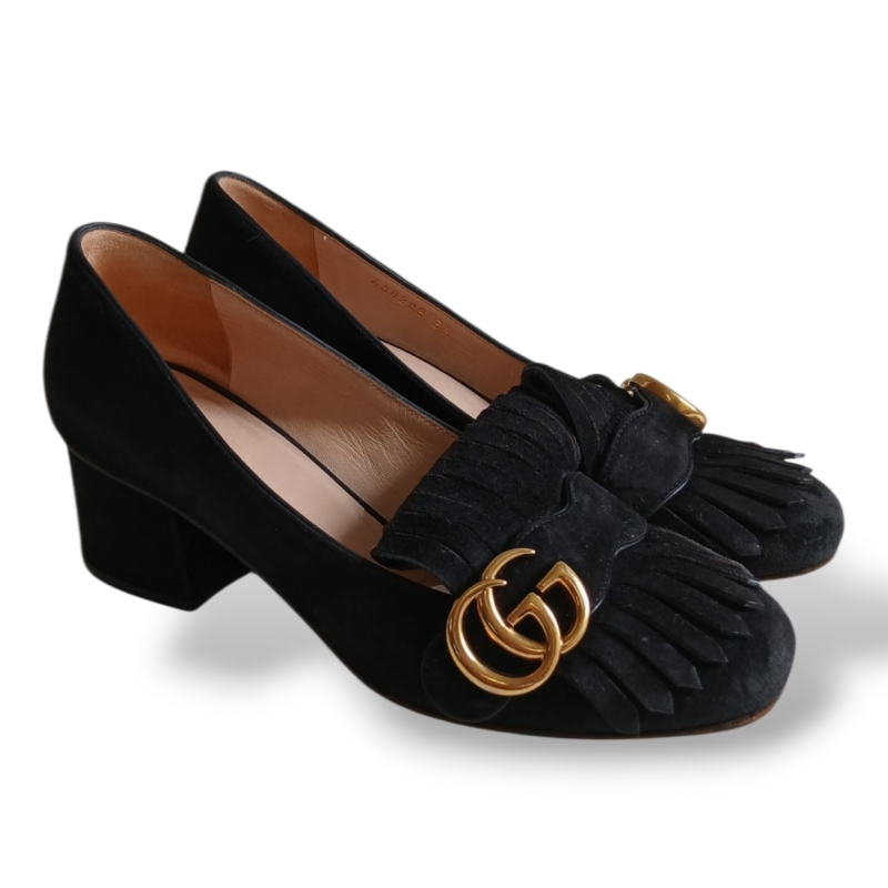 Scarpin Gucci Marmont Suede Preto - 34
