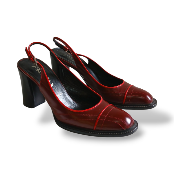 Slingback Prada Vinho com Debrun Vermelho-35