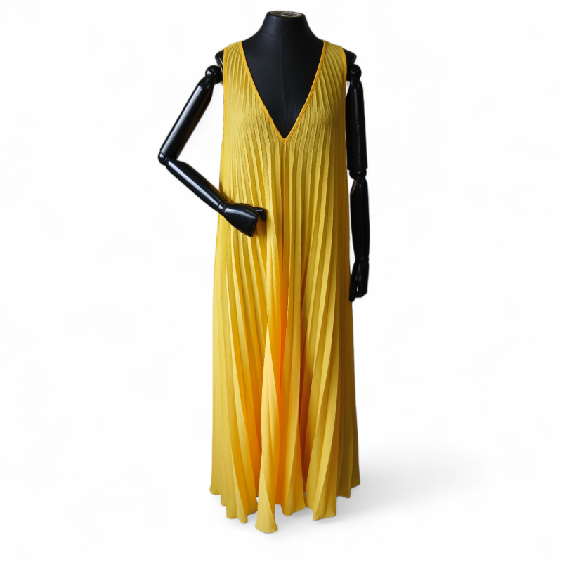 Vestido Adriana Degreas Amarelo Plissado - P 