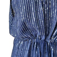 Vestido Adriana Degreas com Lantejoula Azul Marinho-P