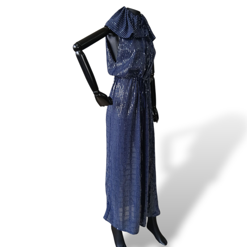 Vestido Adriana Degreas com Lantejoula Azul Marinho-P