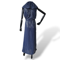 Vestido Adriana Degreas com Lantejoula Azul Marinho-P