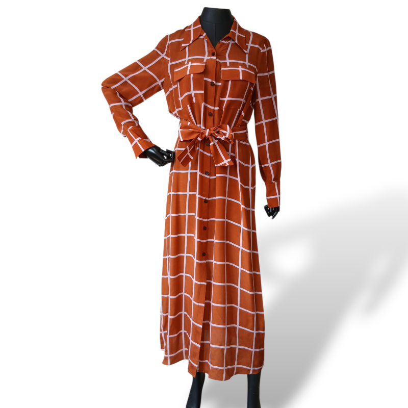 Chemise Adriana Degreas de Seda Marrom e Rosa-M