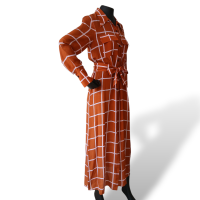 Chemise Adriana Degreas de Seda Marrom e Rosa-M