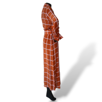 Chemise Adriana Degreas de Seda Marrom e Rosa-M