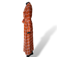 Chemise Adriana Degreas de Seda Marrom e Rosa-M