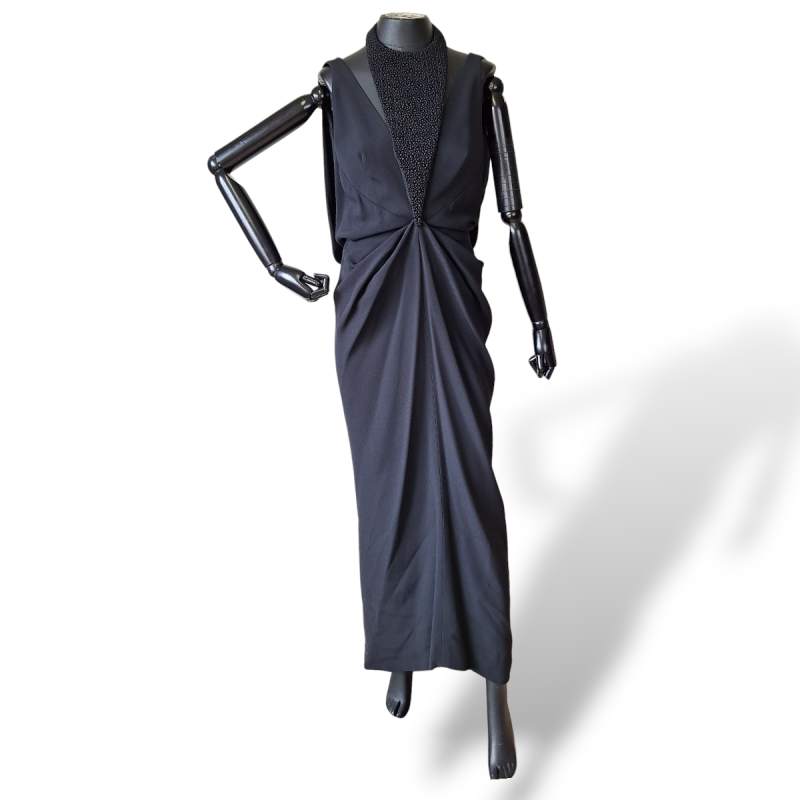 Vestido Balenciaga Longo Preto com Bordado - 38