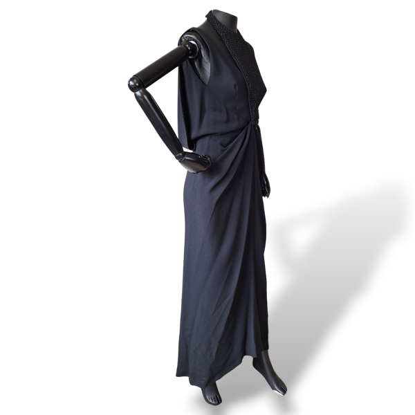 Vestido Balenciaga Longo Preto com Bordado - 38