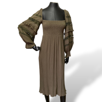 Vestido BoBô Verde Militar Estilo Boho-36