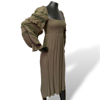 Vestido BoBô Verde Militar Estilo Boho-36