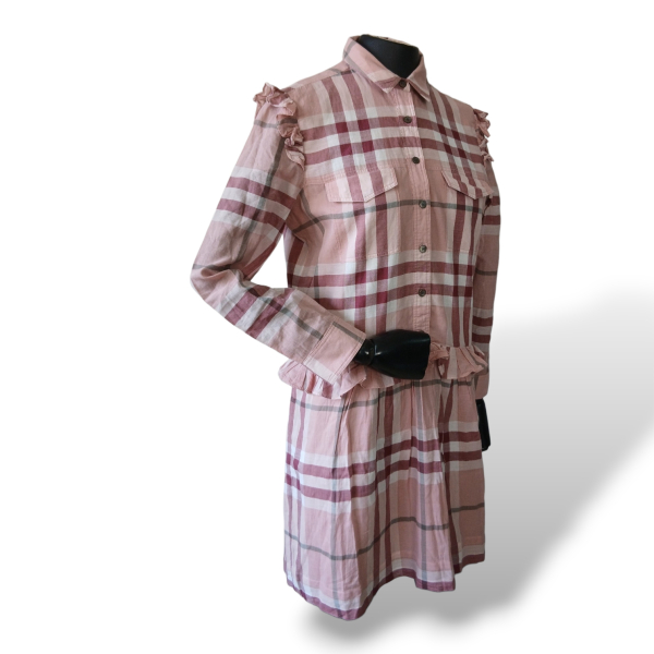 Vestido Burberry House Check Rosa - 40