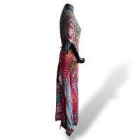 Caftan Camilla de Seda Estampado e Bordado