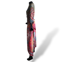 Caftan Camilla de Seda Estampado e Bordado