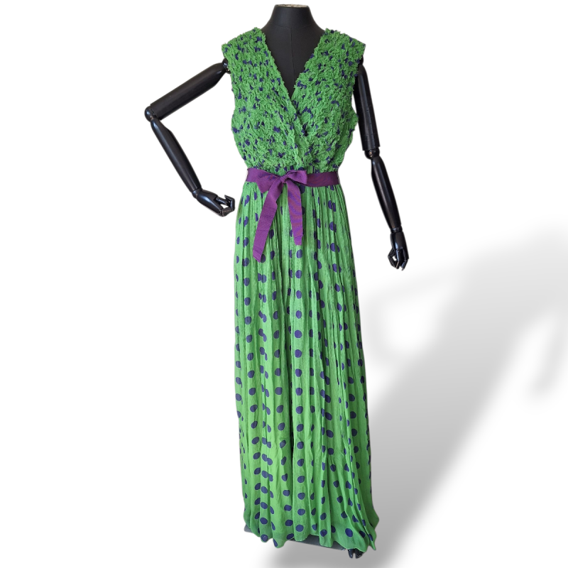 Vestido Carolina Herrera Poá Verde e Roxo-46
