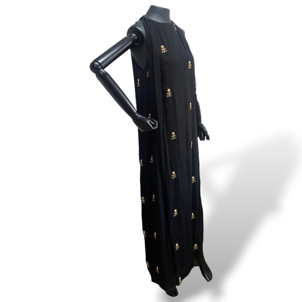 Vestido Cris Barros Preto com Detalhes Dourados - 38