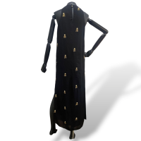 Vestido Cris Barros Preto com Detalhes Dourados - 38