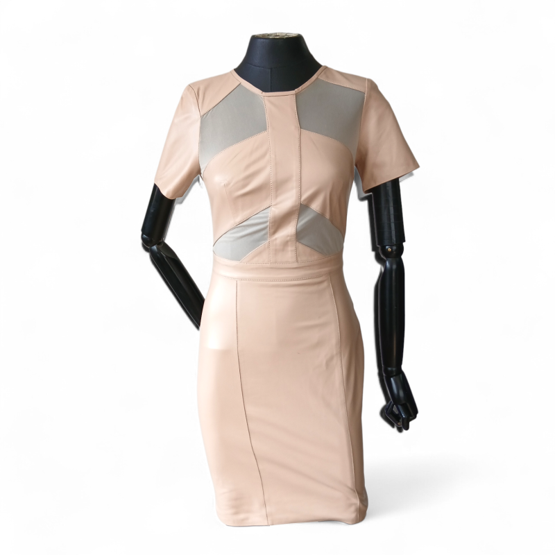 Vestido Cruise em Couro Bege-34