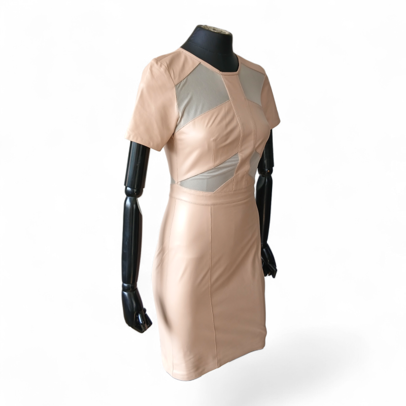 Vestido Cruise em Couro Bege-34